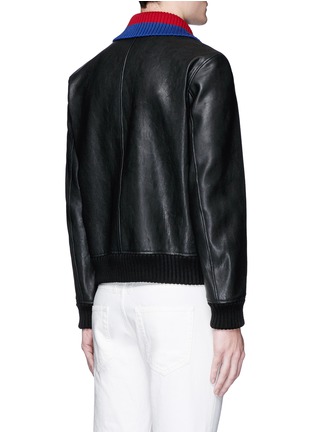 Back View - Click To Enlarge - GUCCI - Tiger appliqué lambskin leather bomber jacket