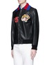 Front View - Click To Enlarge - GUCCI - Tiger appliqué lambskin leather bomber jacket
