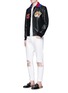Figure View - Click To Enlarge - GUCCI - Tiger appliqué lambskin leather bomber jacket