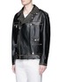 Front View - Click To Enlarge - GUCCI - Dog appliqué stud leather biker jacket