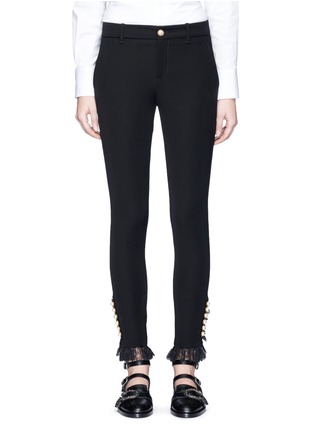 Main View - Click To Enlarge - GUCCI - GG pearl ruffle lace zip cuff pants