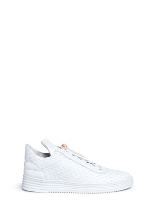 Main View - Click To Enlarge - FILLING PIECES - 'Twist' woven leather low top sneakers
