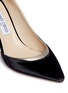 Detail View - Click To Enlarge - JIMMY CHOO - 'Logan 85' mirror leather trim velvet d'Orsay pumps