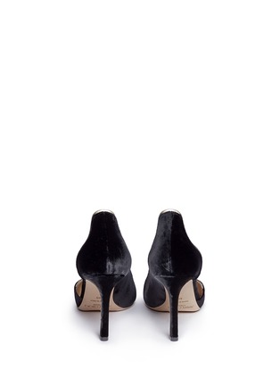 Back View - Click To Enlarge - JIMMY CHOO - 'Logan 85' mirror leather trim velvet d'Orsay pumps