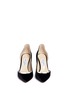 Front View - Click To Enlarge - JIMMY CHOO - 'Logan 85' mirror leather trim velvet d'Orsay pumps