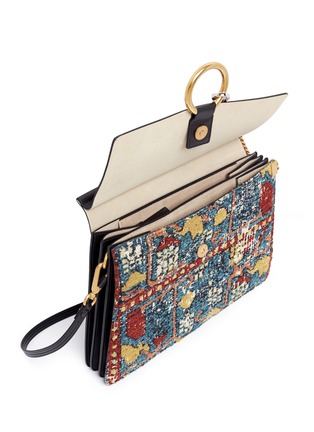 Detail View - Click To Enlarge - CHLOÉ - 'Faye' medium tapestry jacquard panel leather shoulder bag