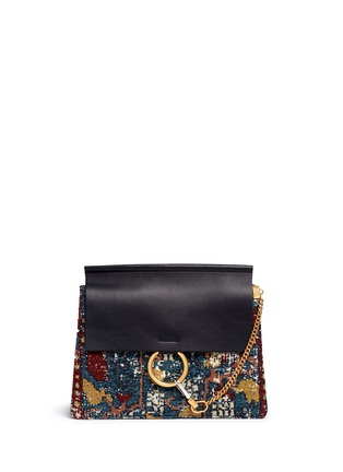 Main View - Click To Enlarge - CHLOÉ - 'Faye' medium tapestry jacquard panel leather shoulder bag