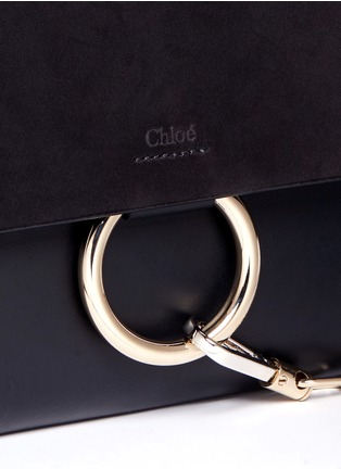 Detail View - Click To Enlarge - CHLOÉ - 'Faye' suede and leather clutch