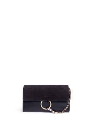 Main View - Click To Enlarge - CHLOÉ - 'Faye' suede and leather clutch