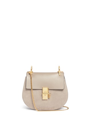 Main View - Click To Enlarge - CHLOÉ - 'Drew' small leather flap suede shoulder bag