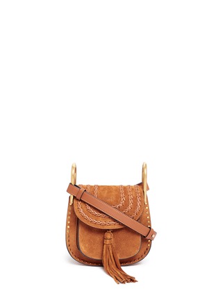 Main View - Click To Enlarge - CHLOÉ - 'Hudson' mini braided suede saddle bag