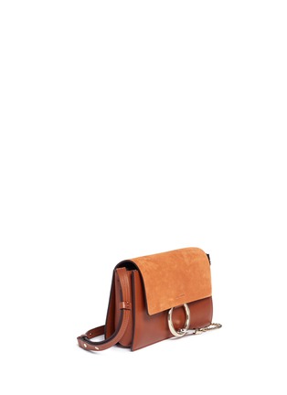 Detail View - Click To Enlarge - CHLOÉ - 'Faye' small suede and leather crossbody bag