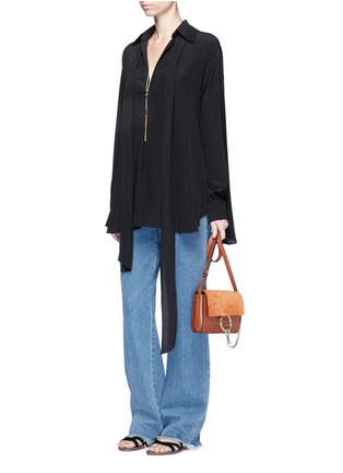 Figure View - Click To Enlarge - CHLOÉ - 'Faye' small suede and leather crossbody bag