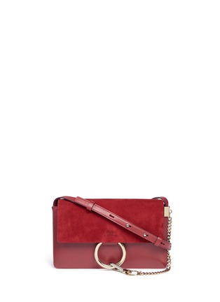 Main View - Click To Enlarge - CHLOÉ - Faye' small suede and leather crossbody bag