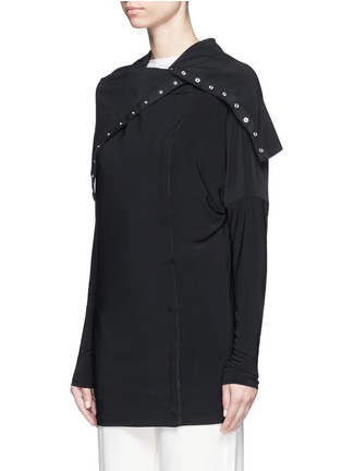 Front View - Click To Enlarge - NORMA KAMALI - Snap button foldover cape collar jacket