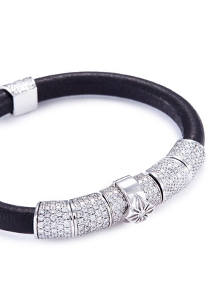Detail View - Click To Enlarge - SHAMBALLA JEWELS - 'Korne Pavé' diamond 18k gold leather bracelet