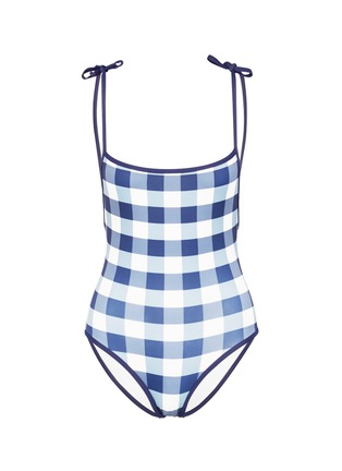 Main View - Click To Enlarge - SOLID & STRIPED - 'The Poppy' low back gingham check tie swimsuit