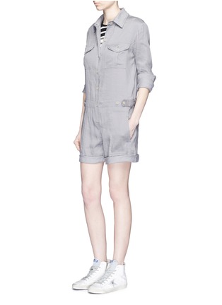 Figure View - Click To Enlarge - VINCE - Linen blend utility long sleeve rompers
