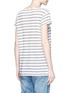 Back View - Click To Enlarge - VINCE - Rolled sleeve double stripe linen T-shirt