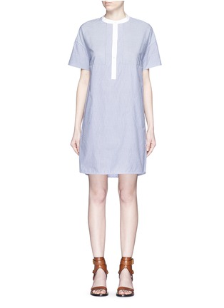 Main View - Click To Enlarge - VINCE - Block stripe cotton poplin shirt dress