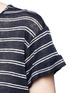 Detail View - Click To Enlarge - VINCE - Double stripe rolled sleeve linen T-shirt