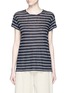 Main View - Click To Enlarge - VINCE - Double stripe rolled sleeve linen T-shirt