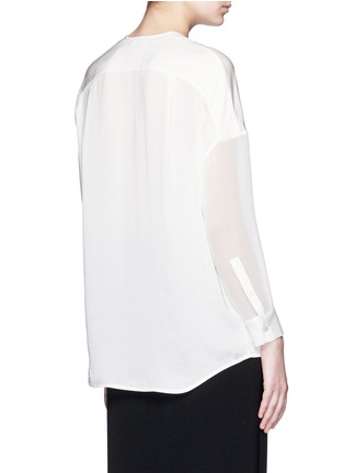 Back View - Click To Enlarge - VINCE - Embroidered V-neck satin blouse