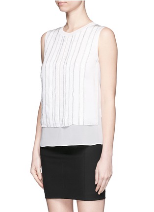 Front View - Click To Enlarge - VINCE - Stripe stitch layered silk shell top