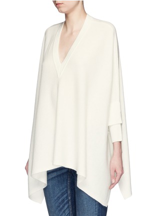 Front View - Click To Enlarge - VINCE - Rib cuff V-neck wool-cashmere poncho