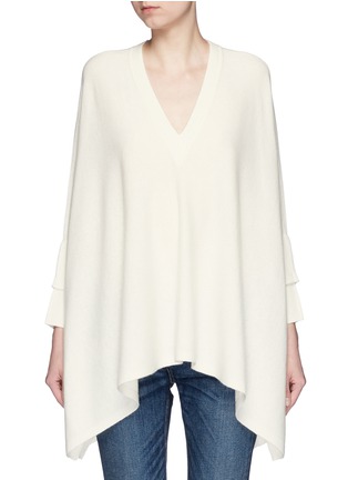 Main View - Click To Enlarge - VINCE - Rib cuff V-neck wool-cashmere poncho