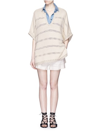 Figure View - Click To Enlarge - VINCE - Speckle stitch stripe chunky knit sweater