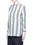 Front View - Click To Enlarge - VINCE - Multi stripe cotton-silk Henley shirt