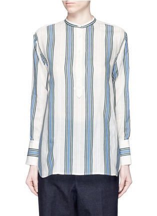 Main View - Click To Enlarge - VINCE - Multi stripe cotton-silk Henley shirt