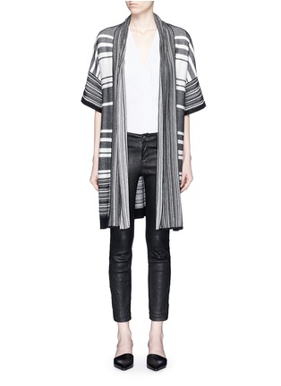 Main View - Click To Enlarge - VINCE - Multi stripe long cotton cardigan