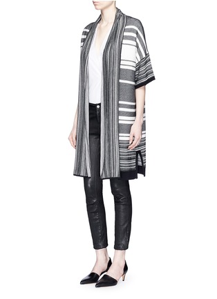 Figure View - Click To Enlarge - VINCE - Multi stripe long cotton cardigan