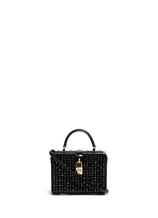 Main View - Click To Enlarge - - - 'Dolce Box' strass suede snakeskin leather bag