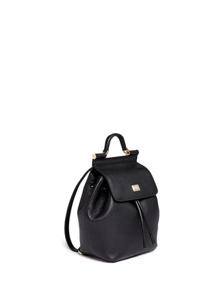 Front View - Click To Enlarge - - - 'Miss Sicily' small grainy leather backpack