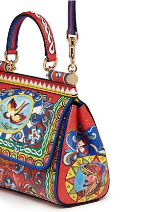 Detail View - Click To Enlarge - - - 'Miss Sicily' mini carretto artwork print Dauphine leather satchel