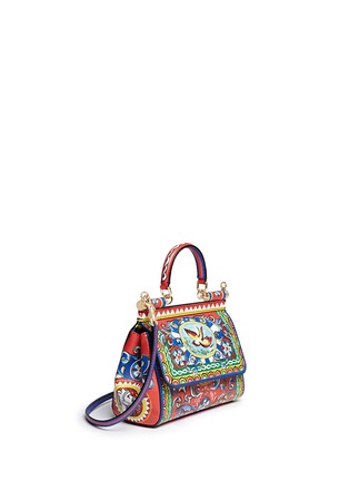 Figure View - Click To Enlarge - - - 'Miss Sicily' mini carretto artwork print Dauphine leather satchel