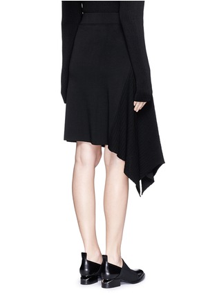 Back View - Click To Enlarge - NEIL BARRETT - Engineered rib knit asymmetric flare skirt