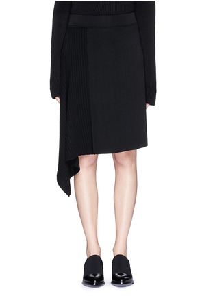 Main View - Click To Enlarge - NEIL BARRETT - Engineered rib knit asymmetric flare skirt