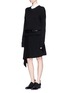 Figure View - Click To Enlarge - NEIL BARRETT - Engineered rib knit asymmetric flare skirt