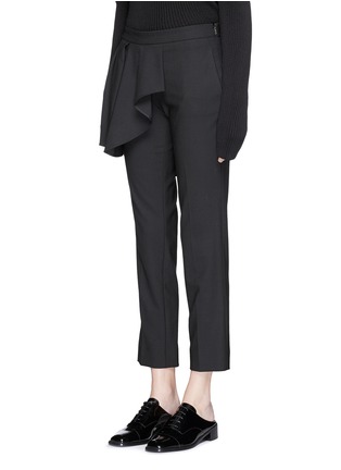 Front View - Click To Enlarge - NEIL BARRETT - Asymmetric pleat peplum cropped slim flare pants