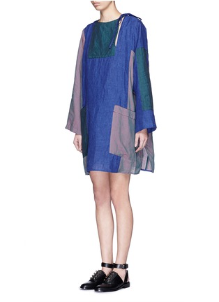 Front View - Click To Enlarge - ACNE STUDIOS - 'Caiola' patchwork linen shirting dress