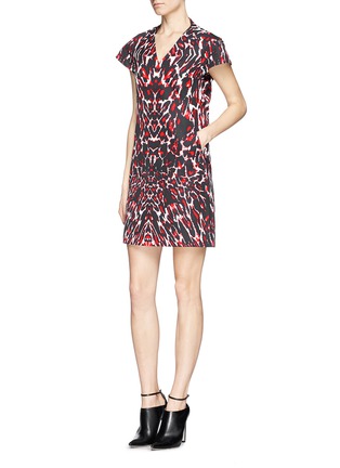 Figure View - Click To Enlarge - MC Q - Cap sleeve pixel leopard print dress