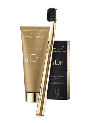 Main View - Click To Enlarge - SWISS SMILE - d'or Gold Toothpaste 75ml & Goldplated Toothbrush