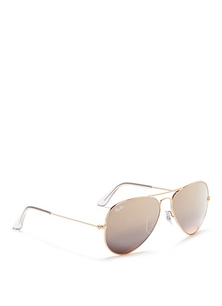 Figure View - Click To Enlarge - RAY-BAN - 'Aviator Classic' metal mirror sunglasses