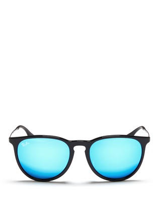 Main View - Click To Enlarge - RAY-BAN - 'Erika' acetate frame metal temple mirror sunglasses