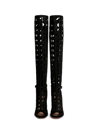 Figure View - Click To Enlarge - GIANVITO ROSSI - 'Maxine' cutout suede stiletto boots