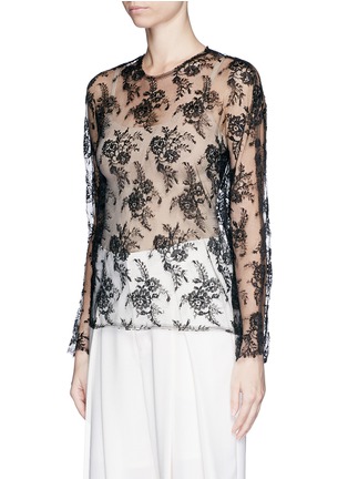 Front View - Click To Enlarge - MS MIN - Sheer floral lace top